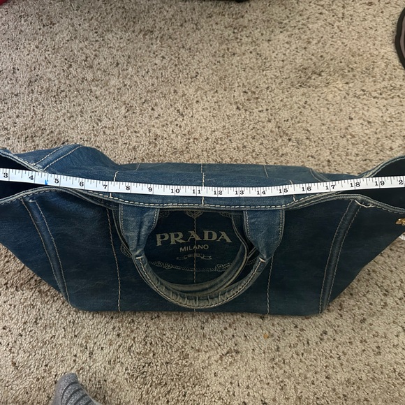 PRADA Large Denim Canapa Logo Tote-194 - Picture 8 of 16